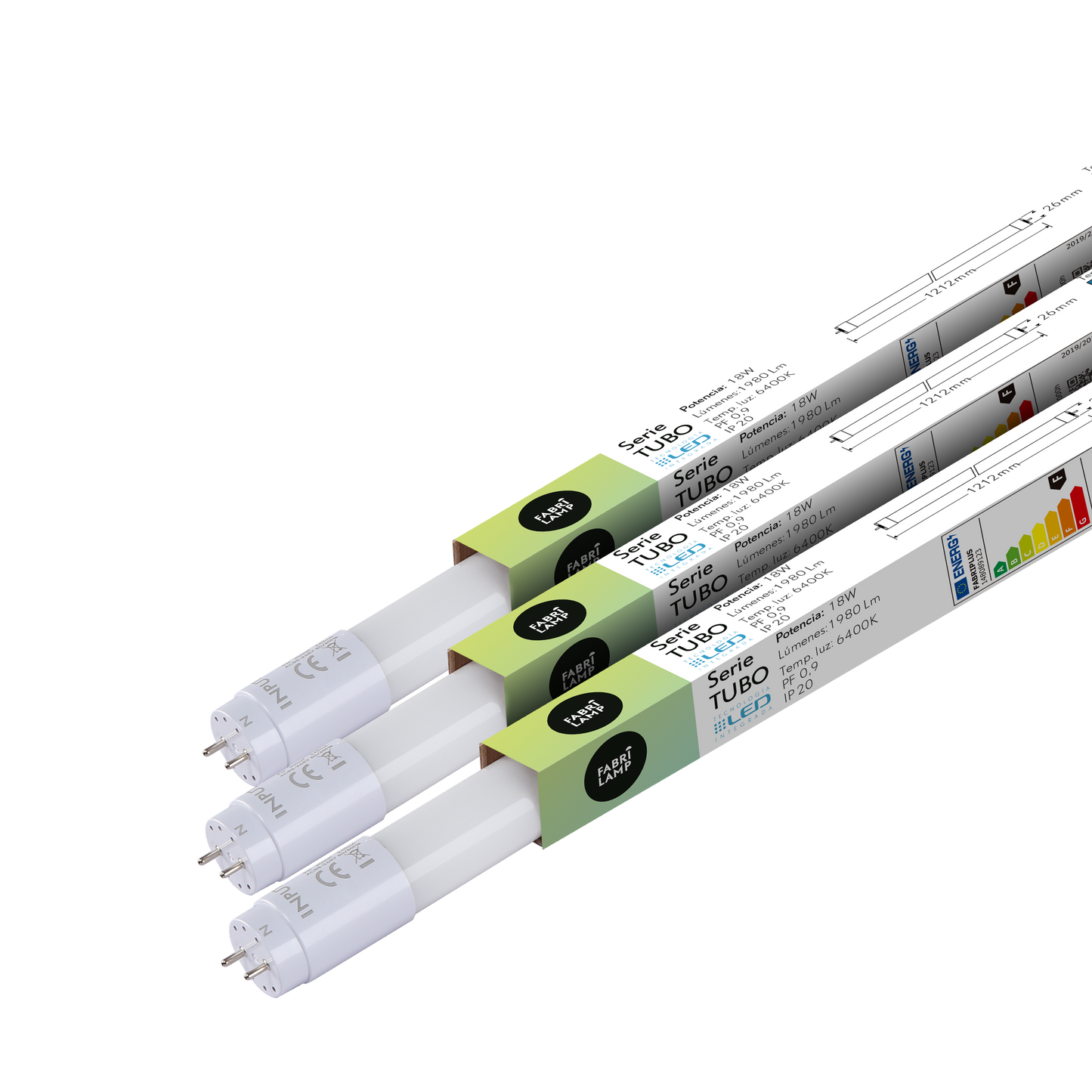 Tubo LED T8 Fabriplus con luz fría 6400K, ideal para espacios de trabajo