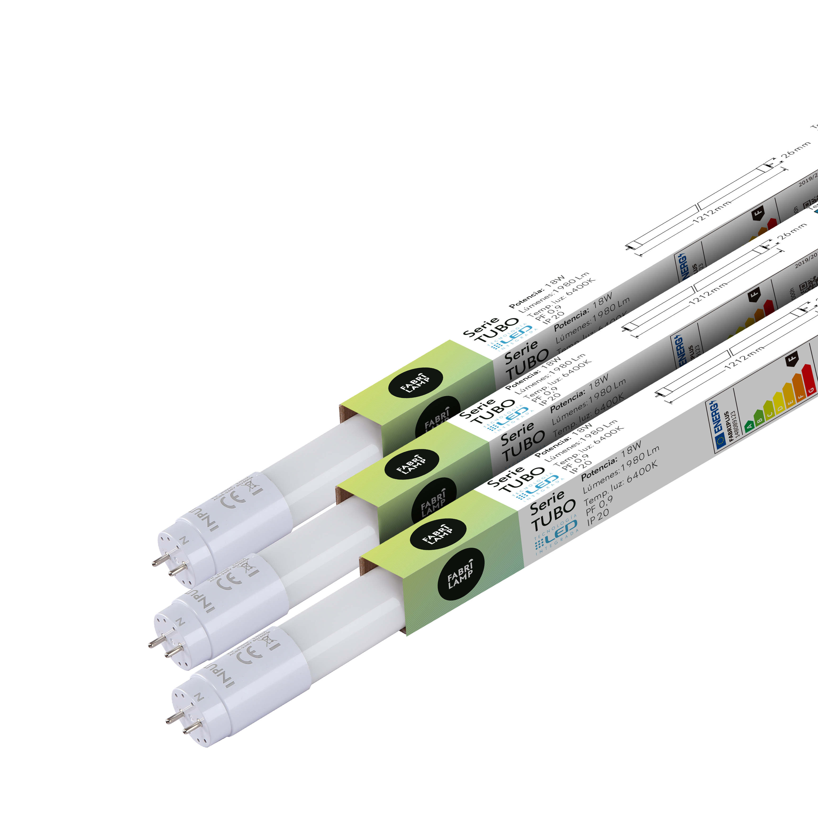 Tubo LED T8 Fabriplus con luz fría 6400K, ideal para espacios de trabajo