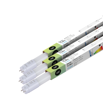 Tubo LED T8 Fabriplus con luz fría 6400K, ideal para espacios de trabajo