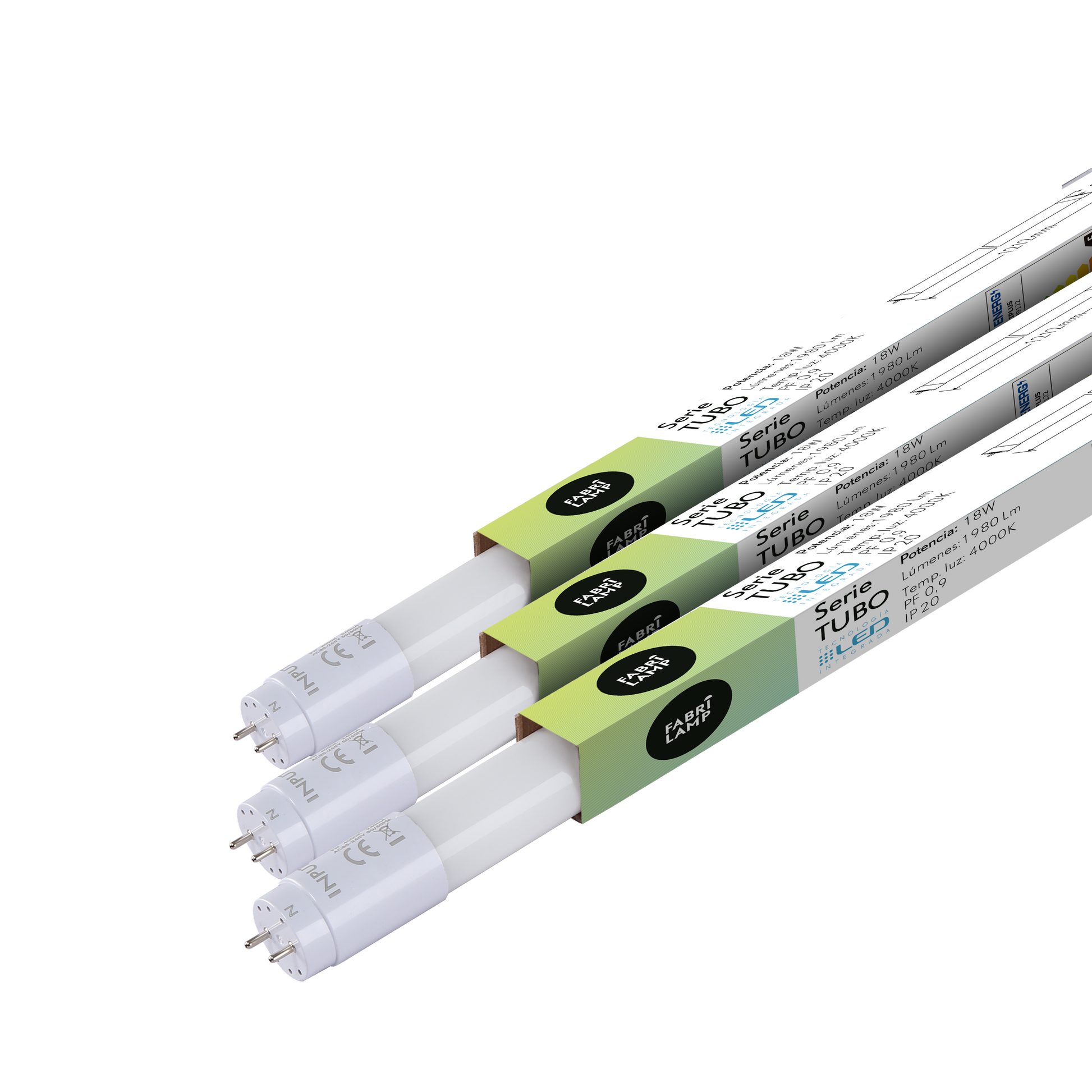 Tubo LED T8 18W Fabriplus con luz blanca natural 4000K para interior