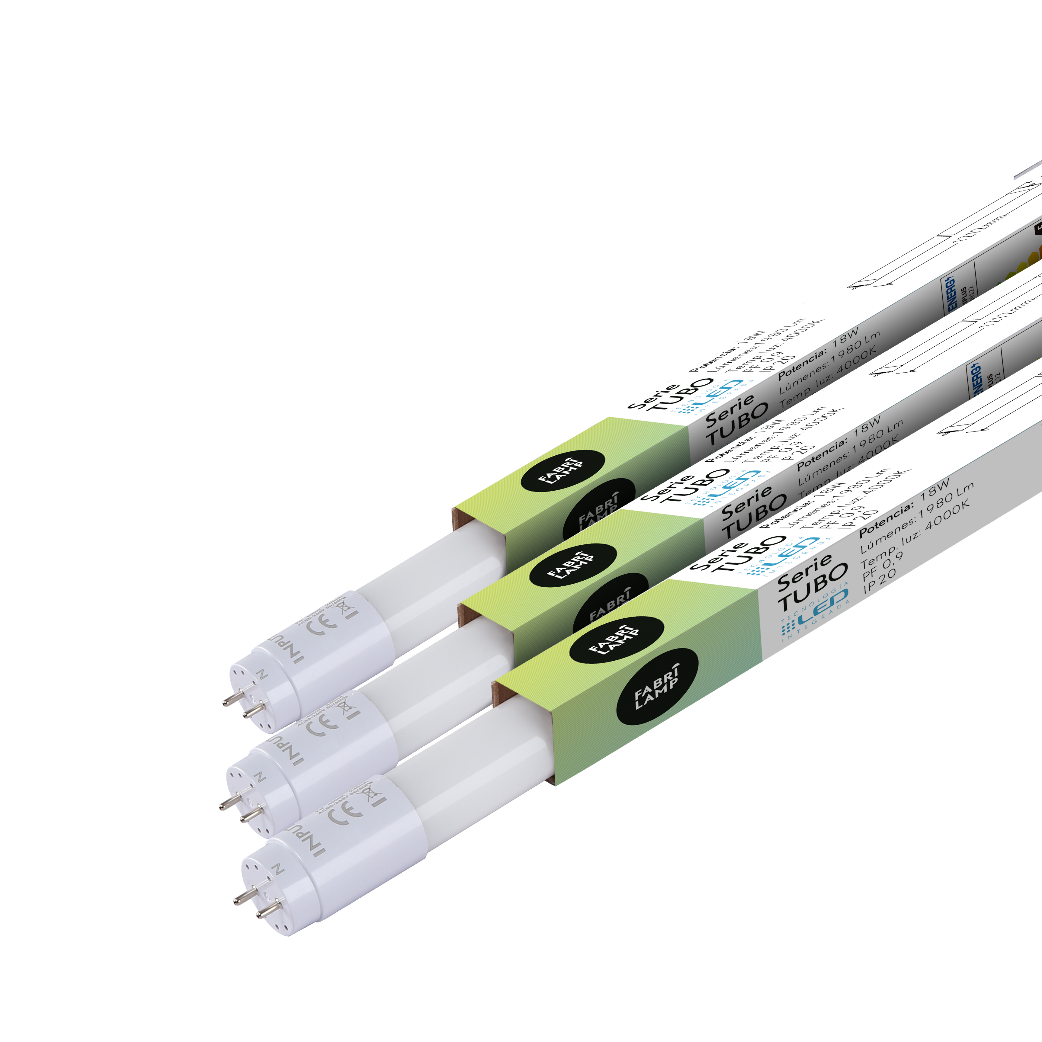 Tubo LED T8 18W Fabriplus con luz blanca natural 4000K para interior