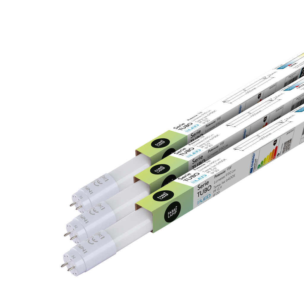 Tubo LED T8 9W 900lm 6400k Fabriplus, vista frontal