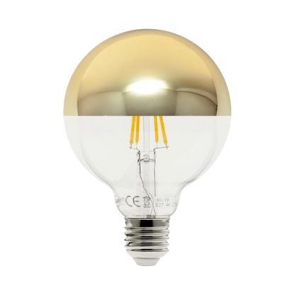 Bombilla LED decorativa Globo Dorado 10W E27 de Fabrilamp. Iluminación cálida y elegante para tu hogar.