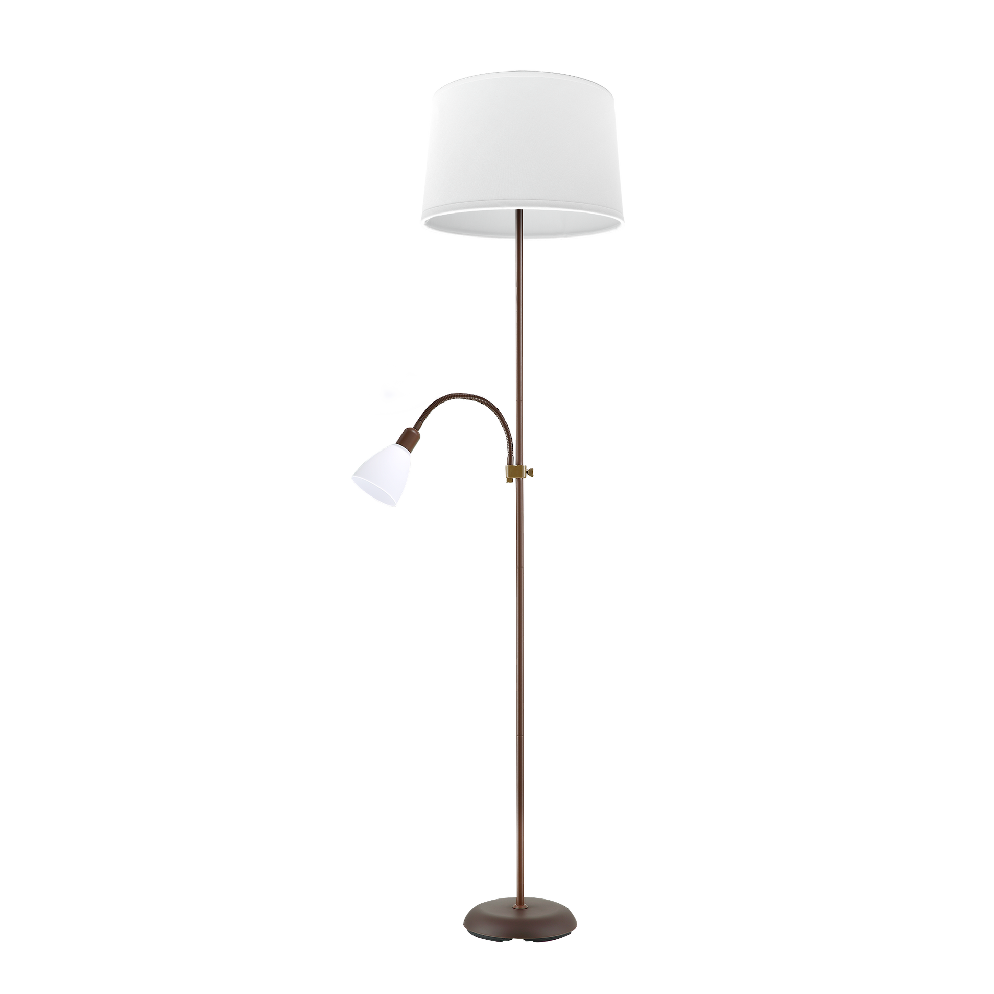 Lámpara de pie moderna marrón y blanca, ideal para salón o sala de estar