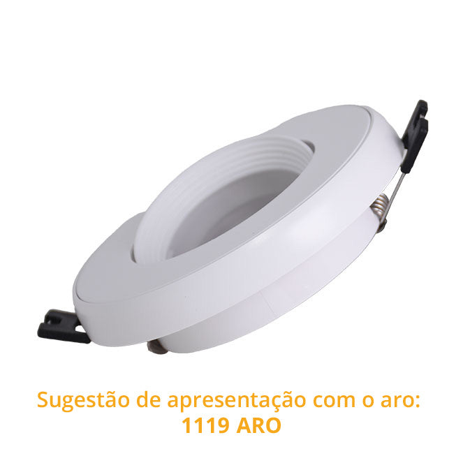 Aro Empotrable ONIRO Redondo 9 cm Blanco Policarbonato Interlusa encendida con proyección de luz y ambiente | LuzGurú