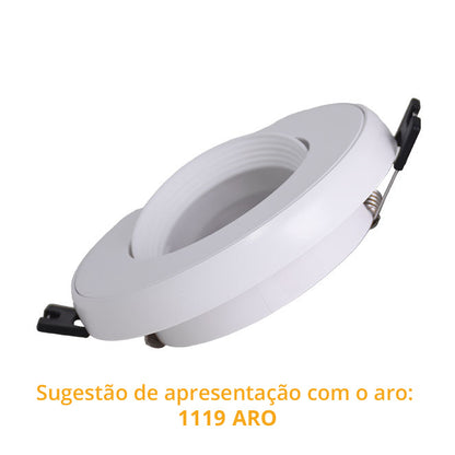 Aro Empotrable ONIRO Redondo 9 cm Blanco Policarbonato Interlusa encendida con proyección de luz y ambiente | LuzGurú