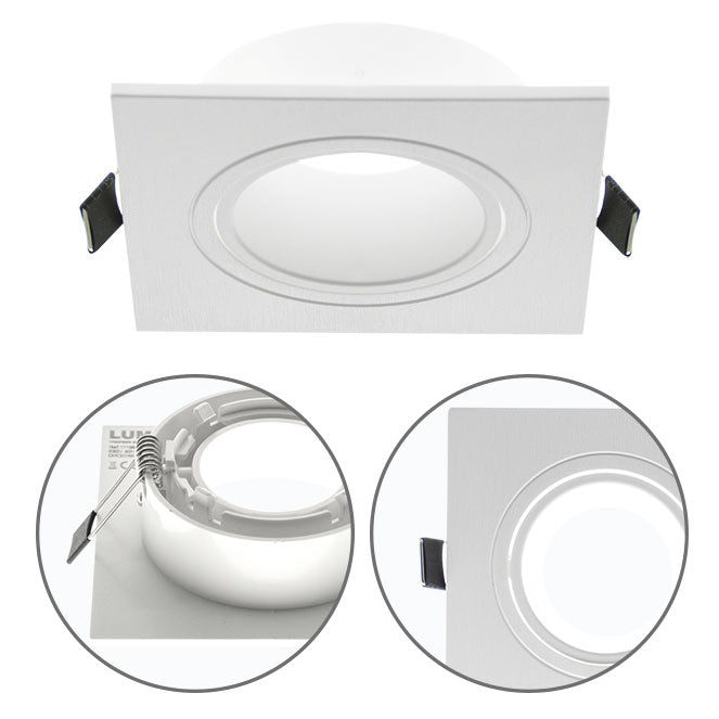 Aro Empotrable ONIRO Cuadrado 9,3 cm Blanco Policarbonato Interlusa - Vista frontal principal en fondo blanco | LuzGurú