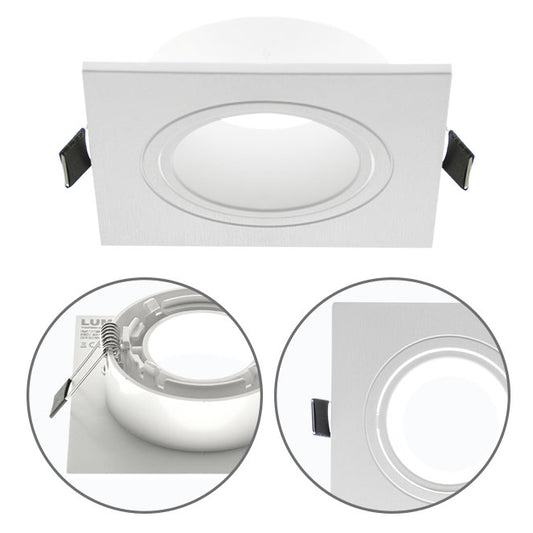 Aro Empotrable ONIRO Cuadrado 9,3 cm Blanco Policarbonato Interlusa - Vista frontal principal en fondo blanco | LuzGurú