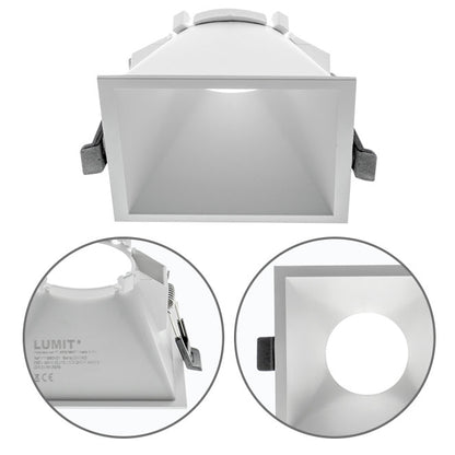 Aro Empotrable ONIRO Cuadrado 9,3 cm Blanco Policarbonato Interlusa - Vista frontal principal en fondo blanco | LuzGurú