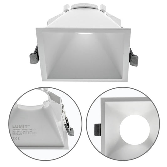 Aro Empotrable ONIRO Cuadrado 9,3 cm Blanco Policarbonato Interlusa - Vista frontal principal en fondo blanco | LuzGurú