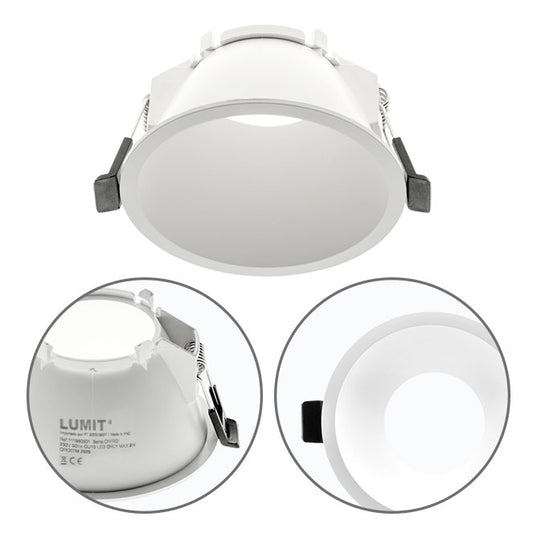 Aro Empotrable ONIRO Redondo 9,3 cm Blanco Policarbonato Interlusa - Vista frontal principal en fondo blanco | LuzGurú