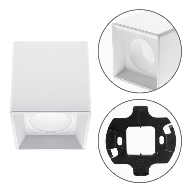 Plafón ONIRO Cuadrado 10 cm Blanco Policarbonato LUMIT Interlusa - Vista frontal principal en fondo blanco | LuzGurú