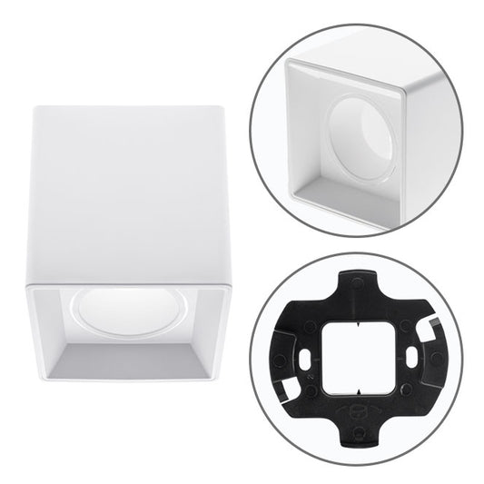 Plafón ONIRO Cuadrado 10 cm Blanco Policarbonato LUMIT Interlusa - Vista frontal principal en fondo blanco | LuzGurú