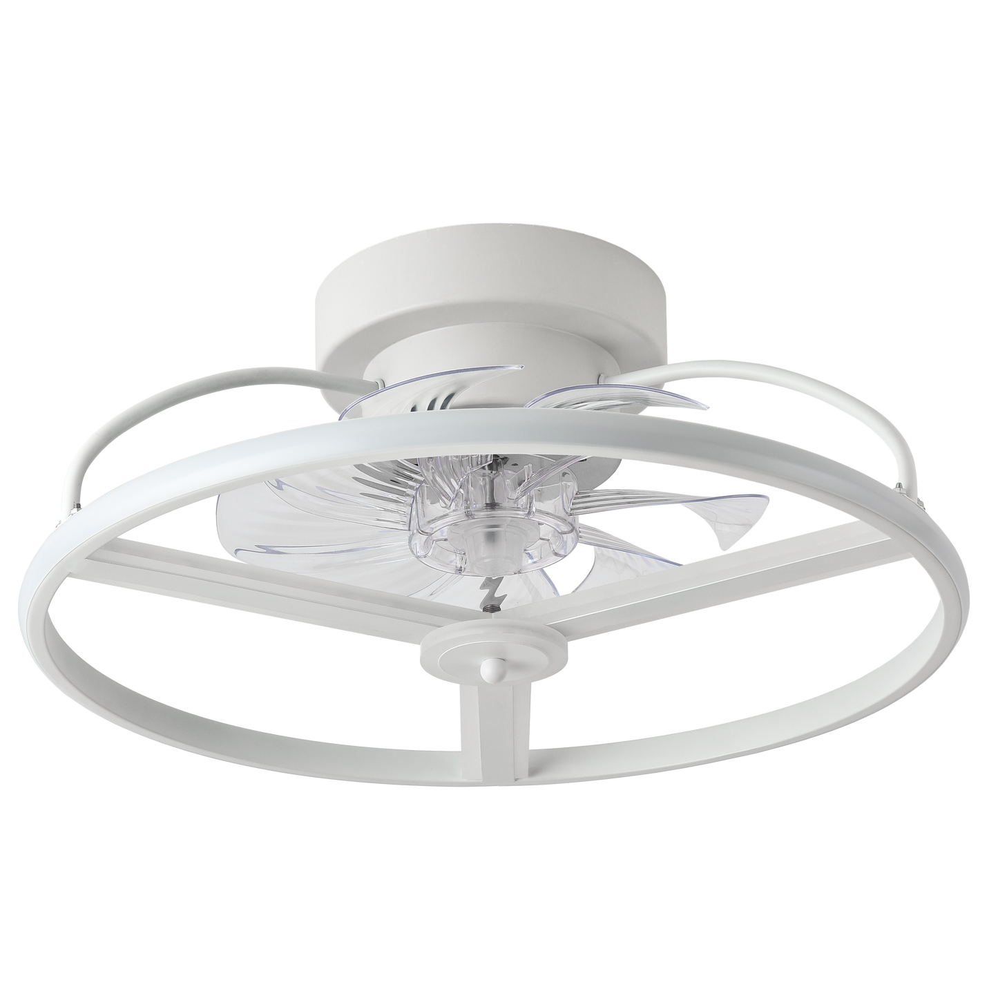 Ventilador de techo Bora Blanco 60W DC de Fabrilamp con 8 aspas transparentes y mando a distancia.