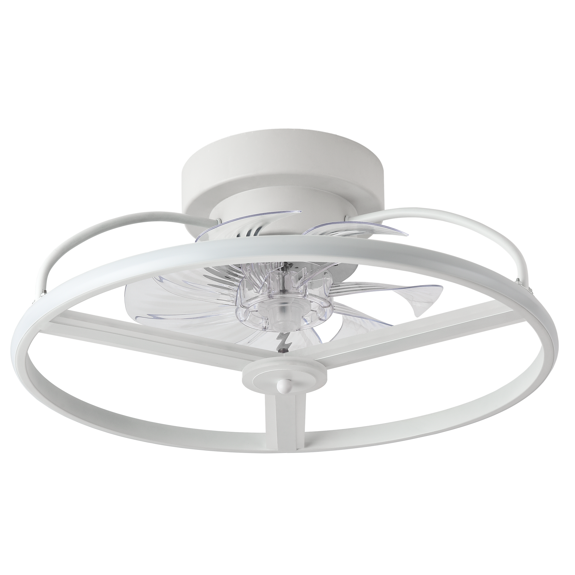 Ventilador de techo Bora Blanco 60W DC de Fabrilamp con 8 aspas transparentes y mando a distancia.