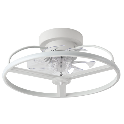 Ventilador de techo Bora Blanco 60W DC de Fabrilamp con 8 aspas transparentes y mando a distancia.