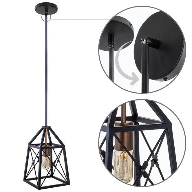 Lámpara Colgante Pavel 20 cm Negro/Oro Interlusa - Vista frontal principal en fondo blanco | LuzGurú