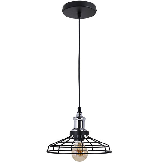Lámpara Colgante Clásica PASCAL 23 cm Negro/Cromo Interlusa - Vista frontal principal en fondo blanco | LuzGurú