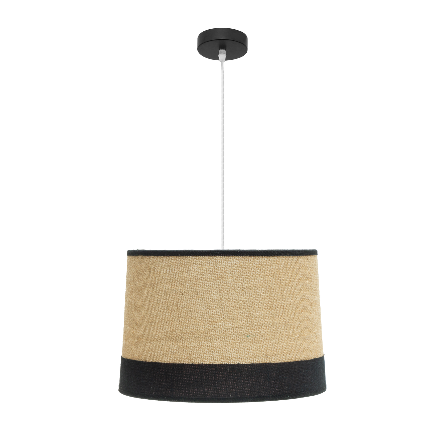 Pantalla textil de tejido de saco y lino rayado en negro - Difusor de luz suave para lámpara colgante Fabrilamp