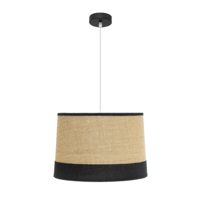 Pantalla textil de tejido de saco y lino rayado en negro - Difusor de luz suave para lámpara colgante Fabrilamp