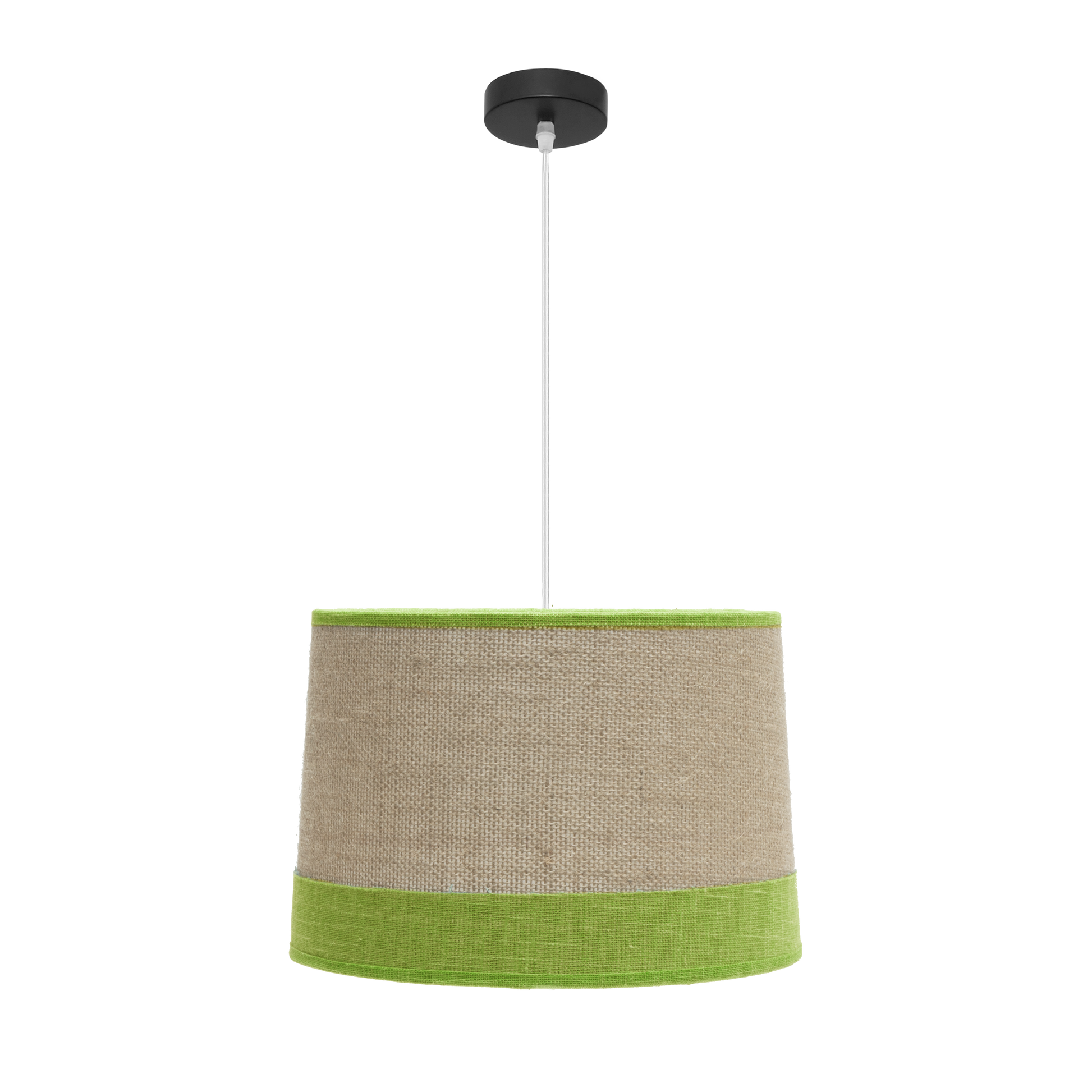 Lámpara textil fabricada en metal y tejido de saco color verde