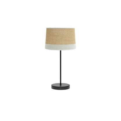 Lámpara sobremesa Tietar de Fabrilamp/Abrila, base en metal negro y pantalla textil rústica