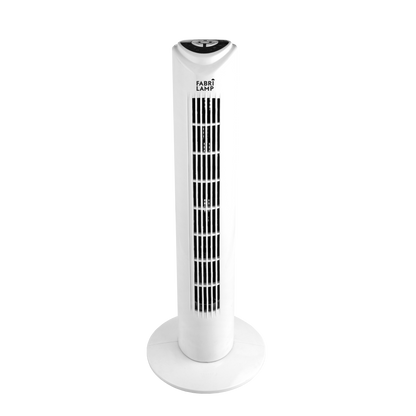 Ventilador de Torre Tuka Blanco de Fabrilamp, 3 velocidades, con mando a distancia y temporizador.