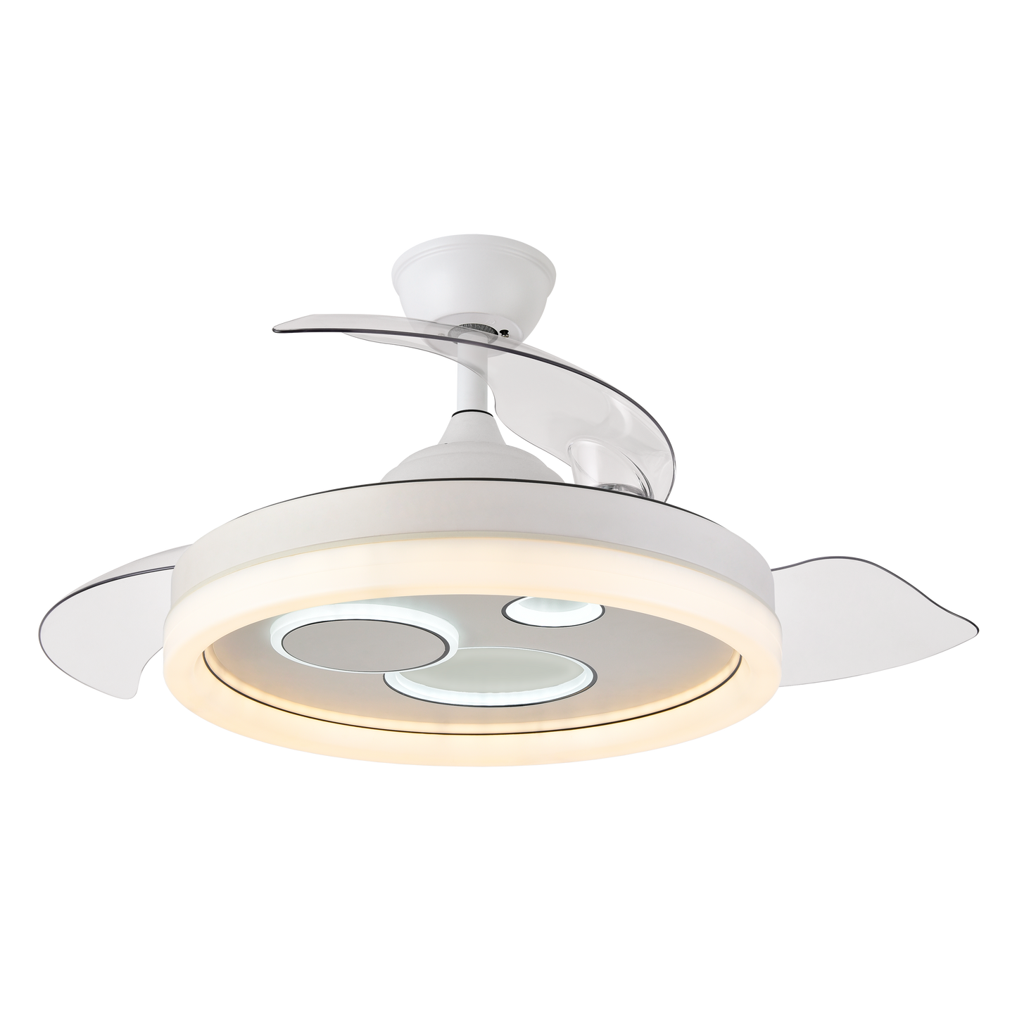 Ventilador techo LED 6120 lúmenes 72W CRI 85 luz difusa general para interior doméstico moderno