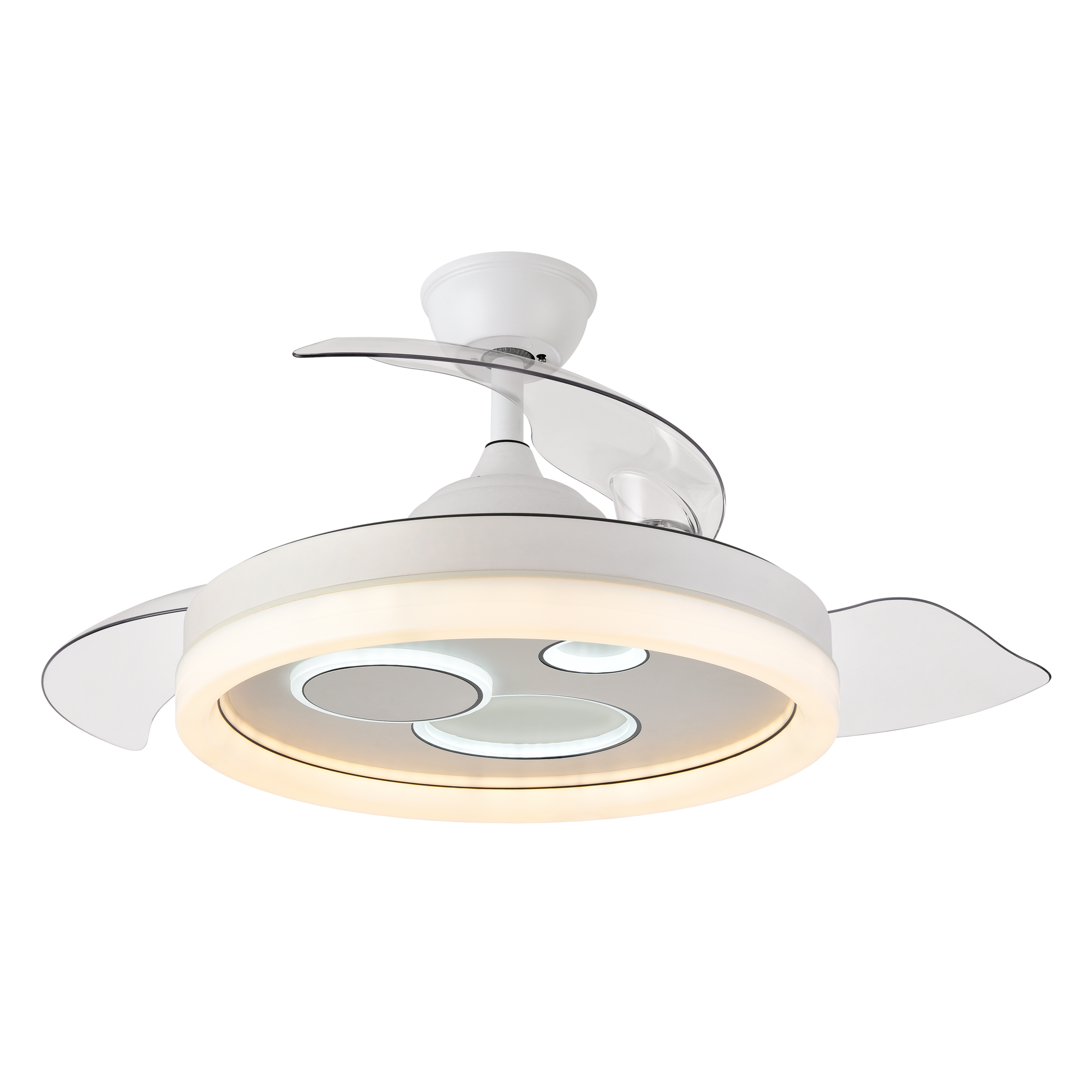 Ventilador techo LED 6120 lúmenes 72W CRI 85 luz difusa general para interior doméstico moderno