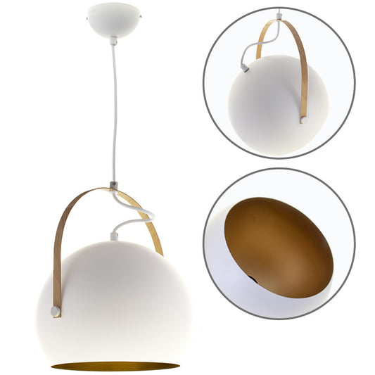 Lámpara Colgante Oriane 25 cm Blanco y Dorado Interlusa - Vista frontal principal en fondo blanco | LuzGurú