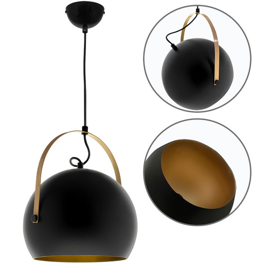 Lámpara Colgante Clásica ORIANE 25 cm Negro/Oro Interlusa - Vista frontal principal en fondo blanco | LuzGurú