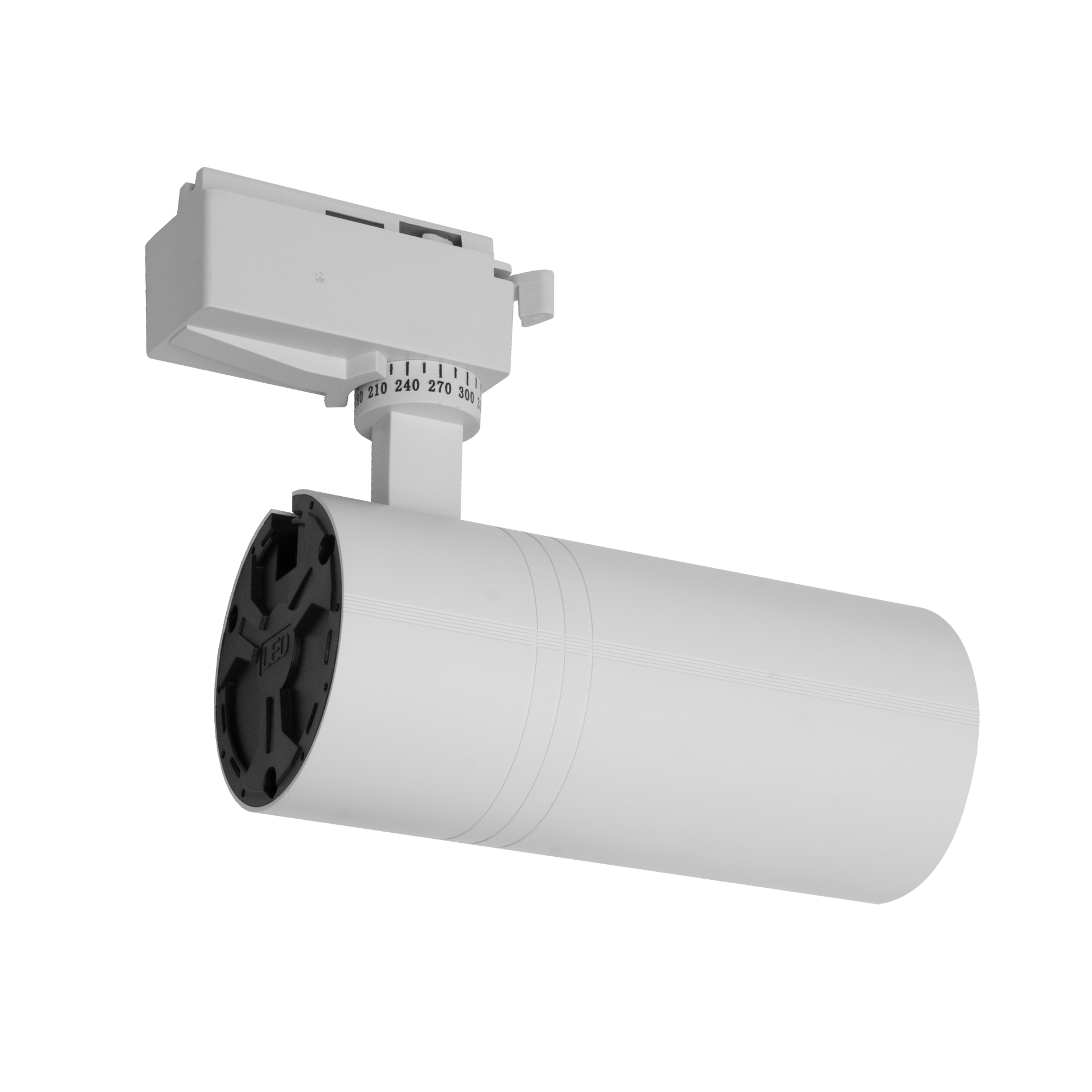 Foco de carril ANZO 30W 2700K blanco, vista frontal. Iluminación eficiente para interiores.