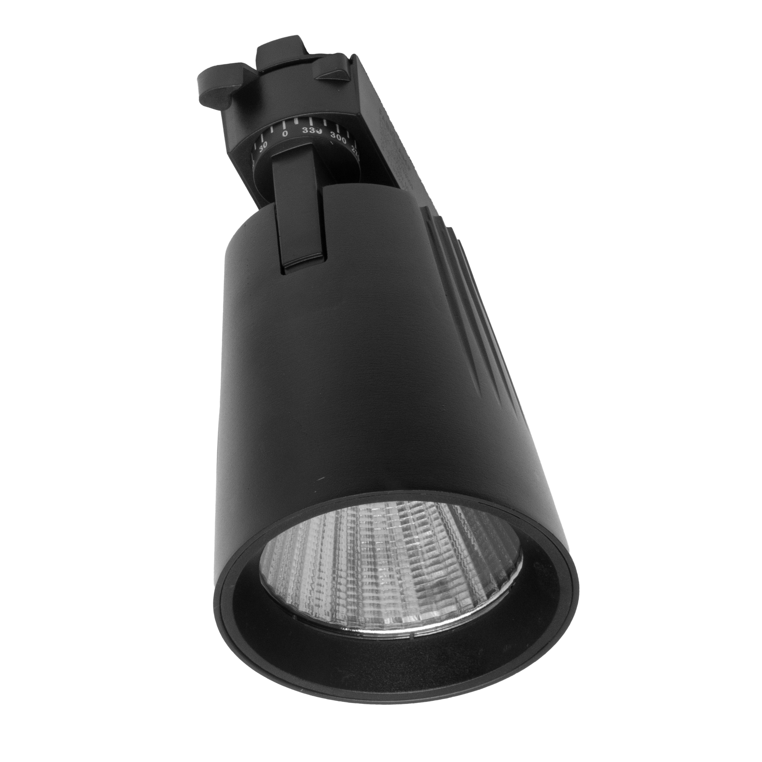 Foco de carril Telma negro 40W, 4000K, 3600 lúmenes, ángulo de 36º. Fabrilamp.