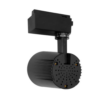 Foco de carril LED Telma negro 20W, vista frontal.