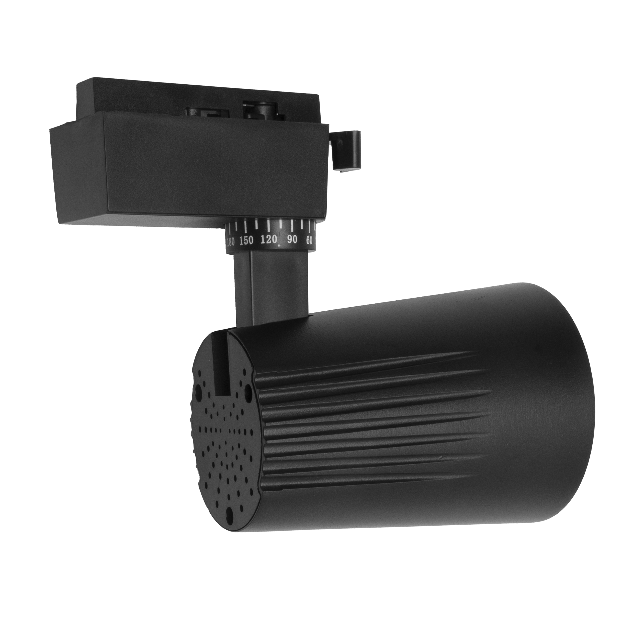 Foco de carril LED Telma negro 20W, vista frontal.