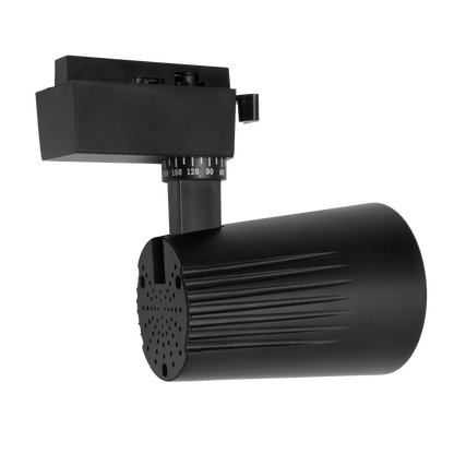 Foco de carril LED Telma negro 20W, vista frontal.