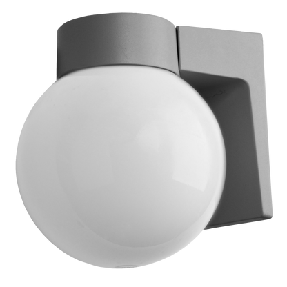 Aplique Procyon fabricado en aluminio color gris, ideal para iluminar exteriores