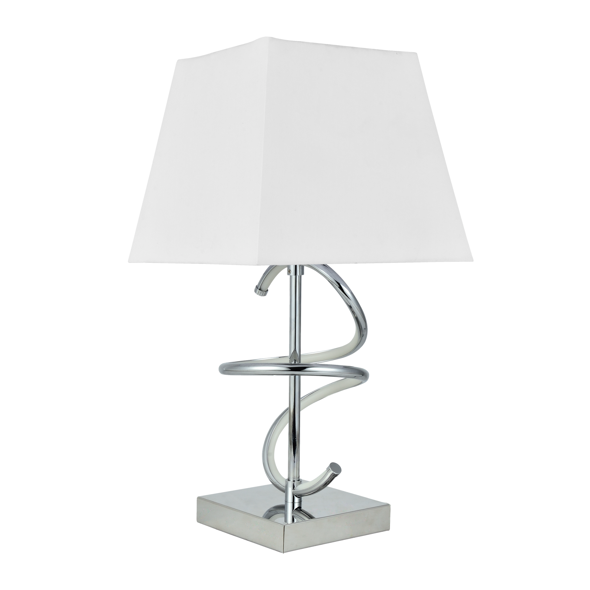 Elegante lámpara de buró cromada, ideal para la mesita de noche