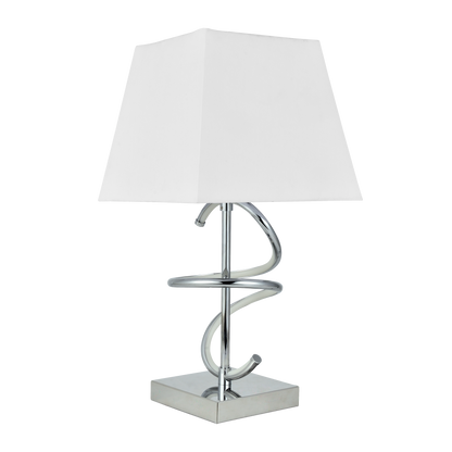Elegante lámpara de buró cromada, ideal para la mesita de noche