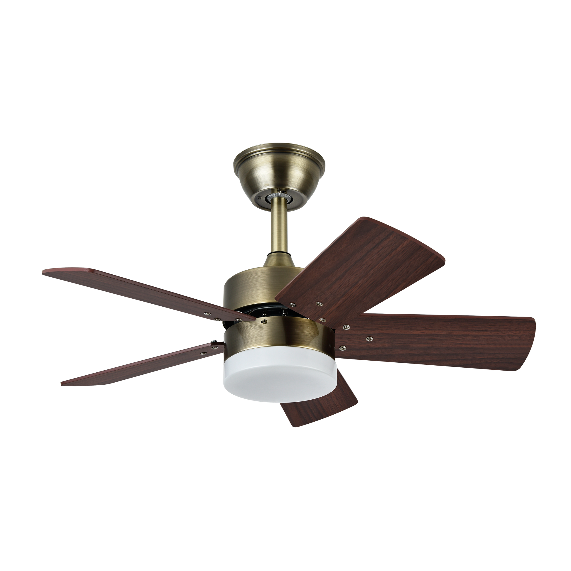 Moderno ventilador de techo con aspas reversibles para dormitorio