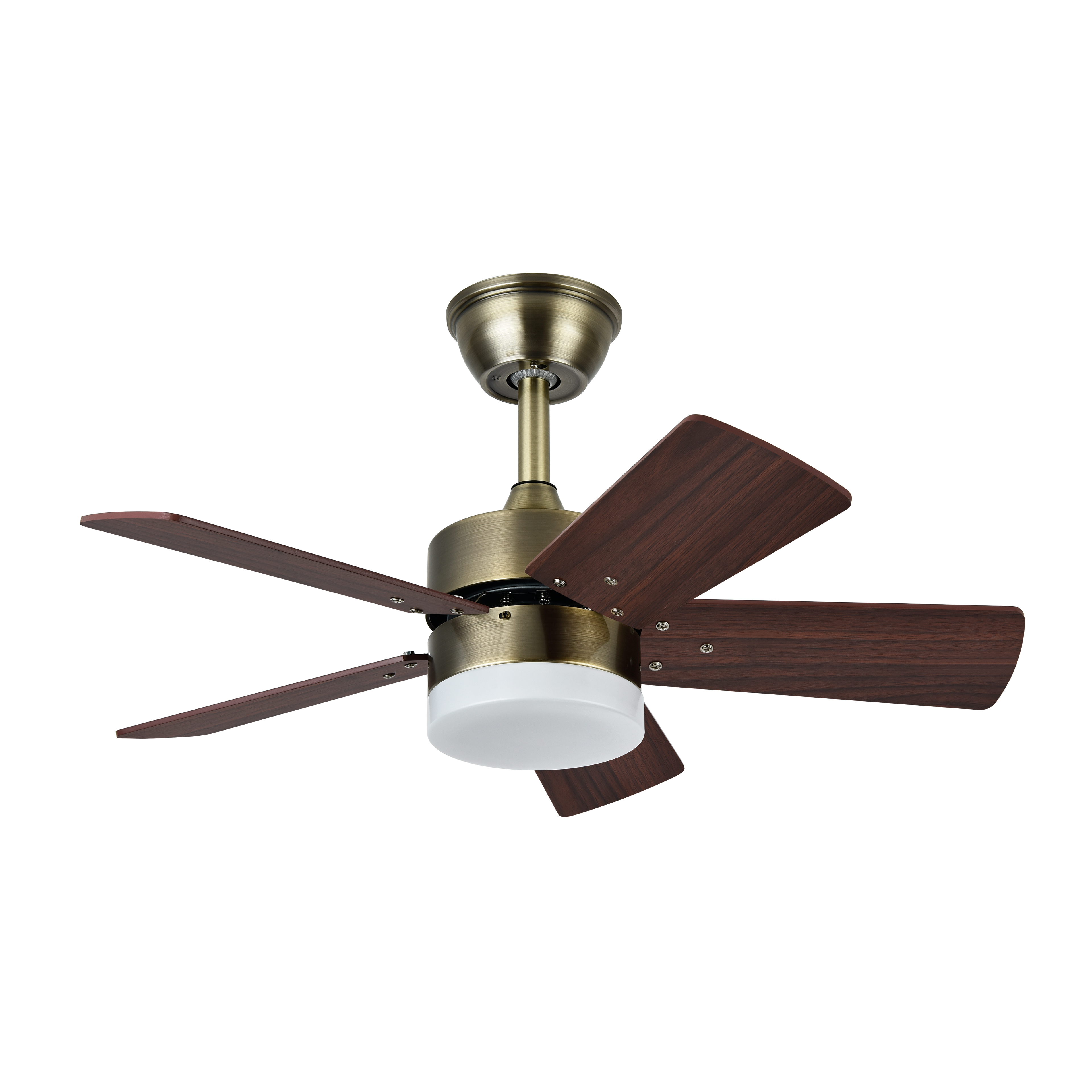 Moderno ventilador de techo con aspas reversibles para dormitorio