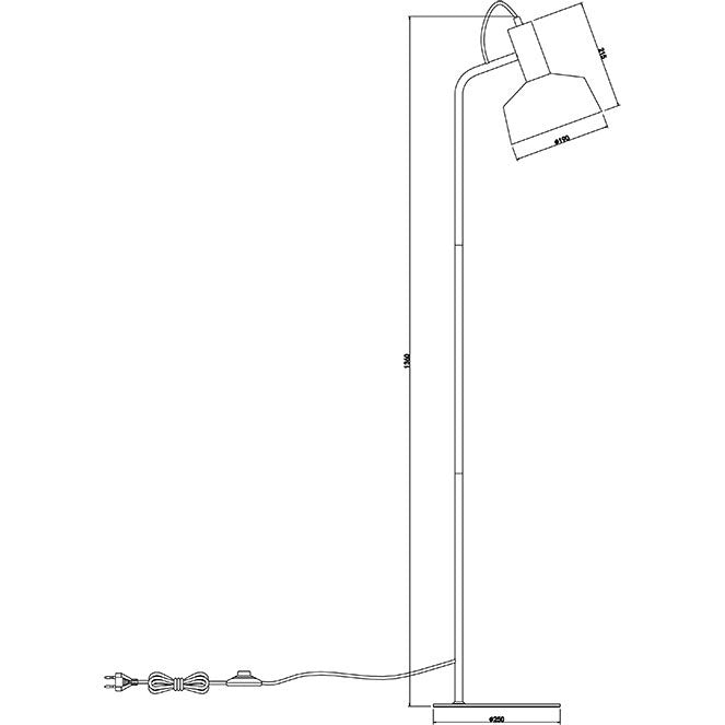 Lámpara de Pie LEANA 136 cm Cobre Vintage Interlusa encendida con proyección de luz y ambiente | LuzGurú