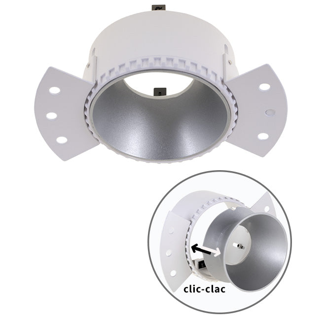 Aro para Downlight Empotrable HATOR Redondo 14 cm Plata Interlusa - Vista frontal principal en fondo blanco | LuzGurú