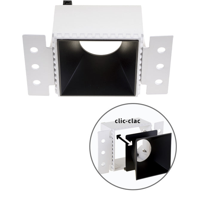 Aro para Downlight Empotrable HAPI Cuadrado 13x7,5 cm Negro Interlusa - Vista frontal principal en fondo blanco | LuzGurú