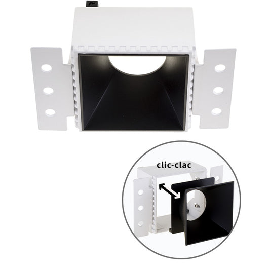 Aro para Downlight Empotrable HAPI Cuadrado 13x7,5 cm Negro Interlusa - Vista frontal principal en fondo blanco | LuzGurú