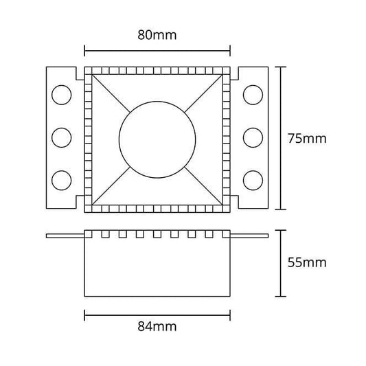 Aro para Downlight Empotrable HAPI Cuadrado 13x7,5 cm Negro Interlusa instalada en ambiente decorativo de salón o dormitorio | Interlusa
