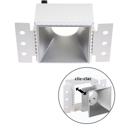 Aro para Downlight Empotrable HAPI cuadrado Interlusa en acabado plata para yeso laminado