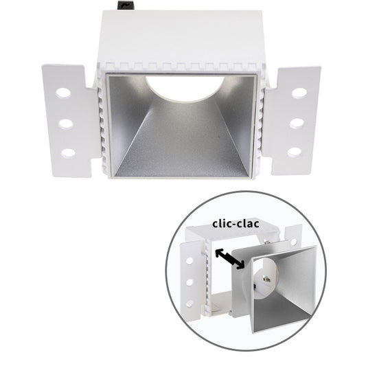 Aro para Downlight Empotrable HAPI Cuadrado 13x7,5 cm Plata Interlusa - Vista frontal principal en fondo blanco | LuzGurú