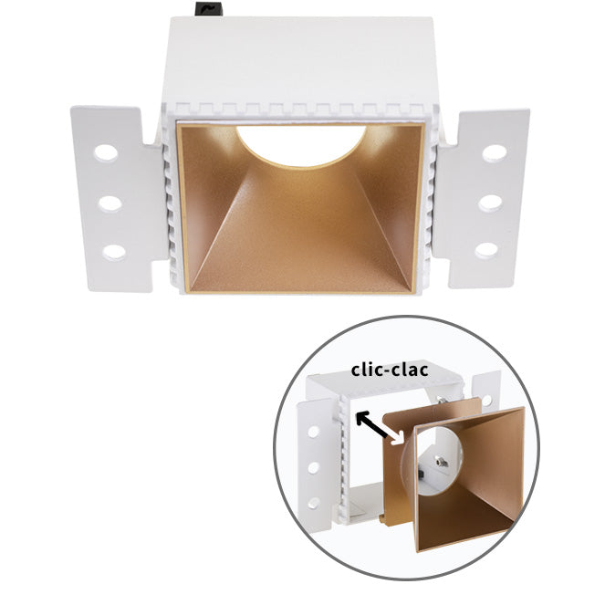 Aro para Downlight Empotrable HAPI Cuadrado 13x7,5 cm Oro Interlusa - Vista frontal principal en fondo blanco | LuzGurú