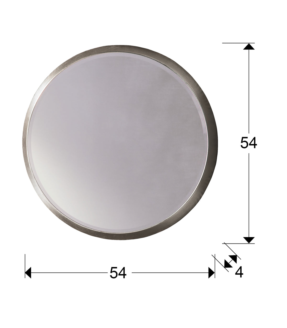 Plano con medidas de Espejo Redondo de Pared Aries 54 cm Pan de Plata Schuller